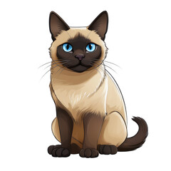 Obraz premium Adorable Siamese Cat Sitting Pretty A Stunning Illustration of a Purebred Siamese with Striking Blue Eyes