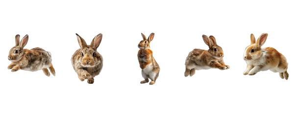 Five Isolated Rabbits Dynamic Poses