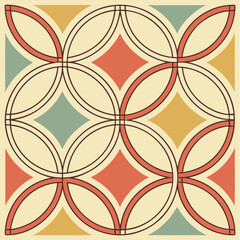 Seamless Geometric Pattern Set in Modern Retro Colors