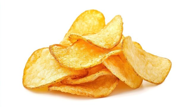 Crispy potato chips on white background