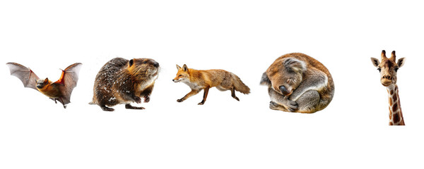 Obraz premium Wild Animal Collection Isolated on Transparent Background