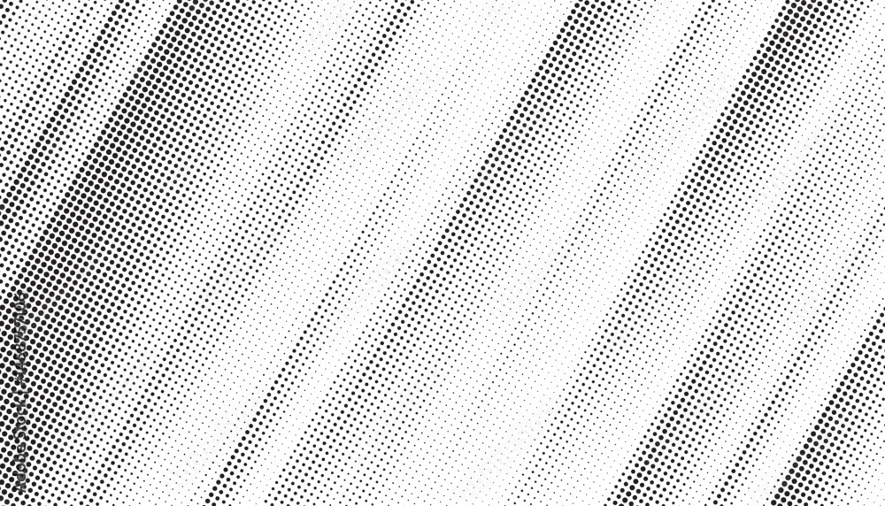 Poster Diagonal, oblique, slanting effect dots geometric vector pattern. Abstract halftone texture and background. Vector illustration.	