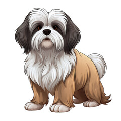 Adorable Lhasa Apso Dog Portrait Standing Looking Directly at the Camera Perfect for Pet Lovers and Dog Breed Websites