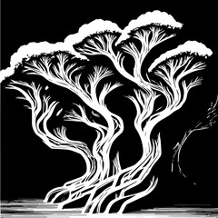 Black Tree Branch Silhouettes Bare Branch Vector Illustrations