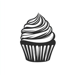 Simple black and white cupcake graphic design