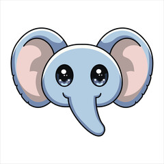 Elephant Head - Colored Flat Illustration