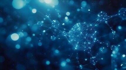 Complex network of connected points in deep blue.