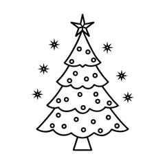 a christmas tree tiny bows sparkles color vector art silhouette