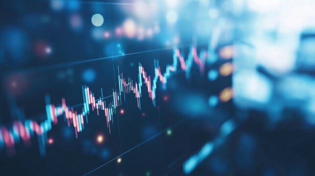 Dynamic stock market visualization digital workspace statistical analysis light blue theme data insights financial trends