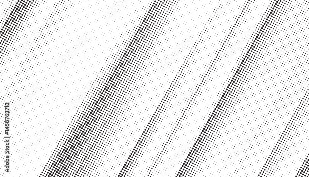 Poster Diagonal, oblique, slanting effect dots geometric vector pattern. Abstract halftone texture and background. Vector illustration.	