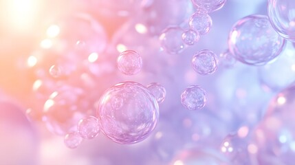 Delicate, pastel-hued bubbles floating in soft light.