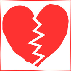 broken heart sadness doodle symbol red icon