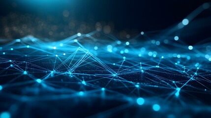 Abstract digital network design with glowing points and lines.