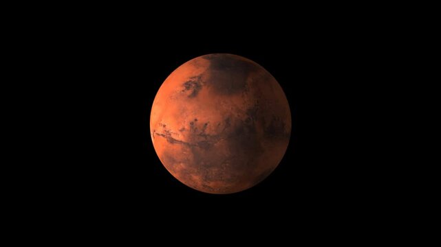 a 4k animation showing the rotation of the planet mars from left to right