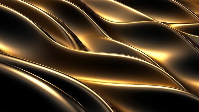 Abstract gold and black flowing lines.