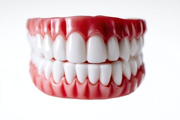 Obraz premium Bright dental model showcasing realistic teeth and gums for educational purposes in a clinical setting