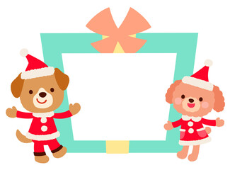 かわいいイヌのサンタクロース　クリスマス　メッセージカード