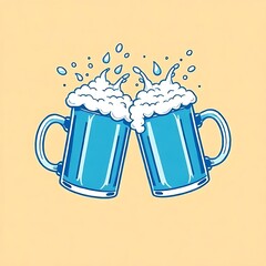 Cheers with Frothy Beer Mugs
