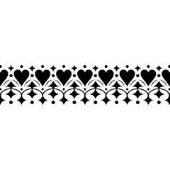 Elegant Black & White Heart Pattern Border: Design Element
