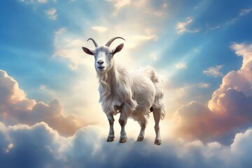 Obraz premium Majestic Goat Standing on Clouds — Eid al-Adha Concept Art
