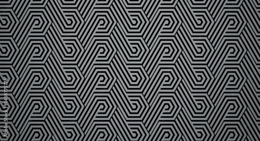 Poster Abstract geometric pattern with stripes, lines. Seamless vector background. Gray and black ornament. Simple lattice graphic design