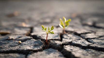 Resilience: New life emerges from cracked earth symbolizing growth and hope