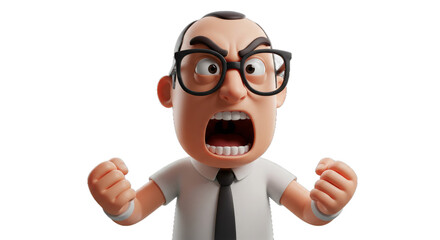 Furious cartoon office worker shouting