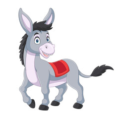 Cartoon little donkey  on white background