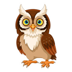 Cartoon little owl  on white background