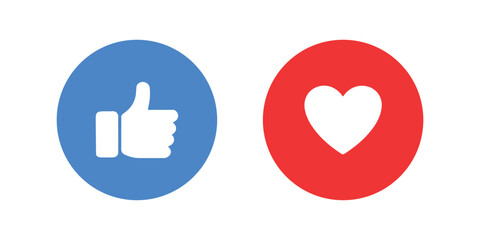 Thumbs up and heart, social media icon vector
