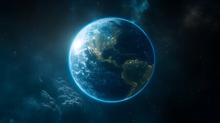 Fototapeta premium Celestial view of earth in the cosmos.