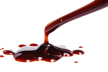 Dark syrup pouring and dripping