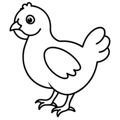 Baby Chicken vector line art on white baclground