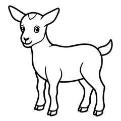 Baby goat vector line art on white baclground