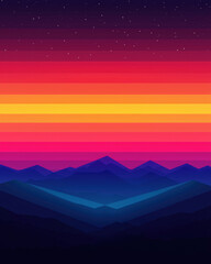 A pixel art rendition of a rainbow