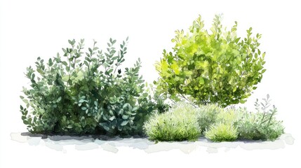 Watercolor Painting of Lush Greenery