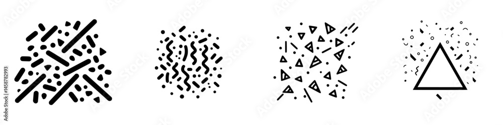 Poster vector illustration icons showcasing abstract shapes with various patterns and forms suitable for mo