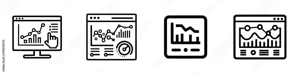 Poster vector illustration of interactive data visualization tools on various device screens showcasing cha