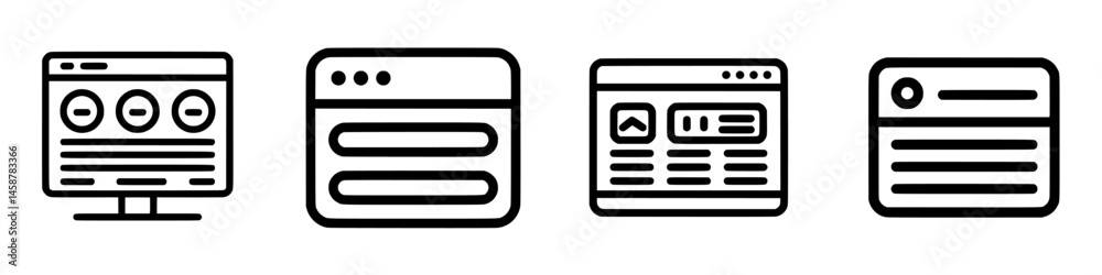 Poster vector illustration of modern web design elements showcasing user interface components and layouts f