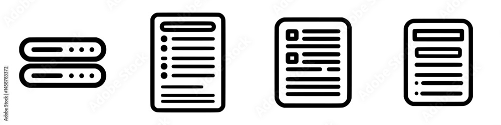 Poster vector illustration of document icons representing various layouts and styles for organizing text co