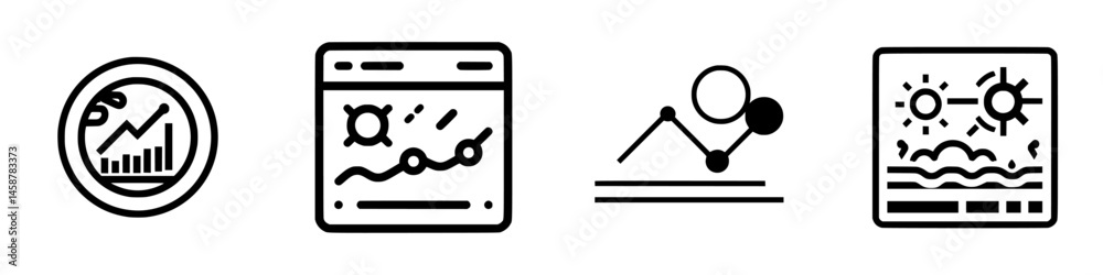 Poster vector illustration icons representing data analysis, web interface, and graphical visualization con
