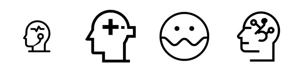 Fototapeta premium Vector illustration icons representing human head mental states and activities for educational and informative purposes