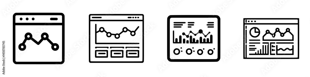 Poster vector illustration of data analysis icons for web applications and dashboards in a modern design st