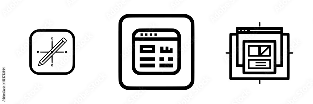 Poster vector illustration icon set showcasing design elements for digital projects and web interfaces with