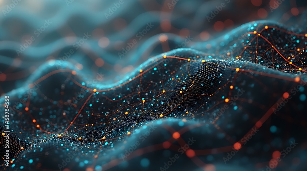 Aufkleber abstract technological background with network connection visualization. digital data flow and globa