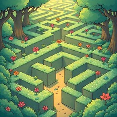 Whimsical Journey Through a Flowered Maze