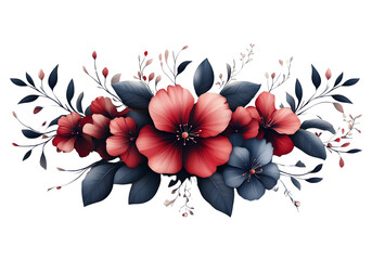 red floral ornament on a transparent background