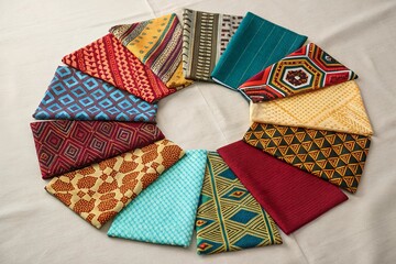 Symbolic Unity Colorful Textile Swatches in Circle World Day for Cultural Diversity