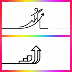 line art business graph icons illustration vector design banner two logo motivation success successful goal target achieve achievement 