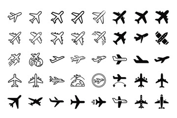 Stylish and versatile vector pack of plane icons – perfect for travel, logistics, or aviation themes. Available now on Adobe Stock